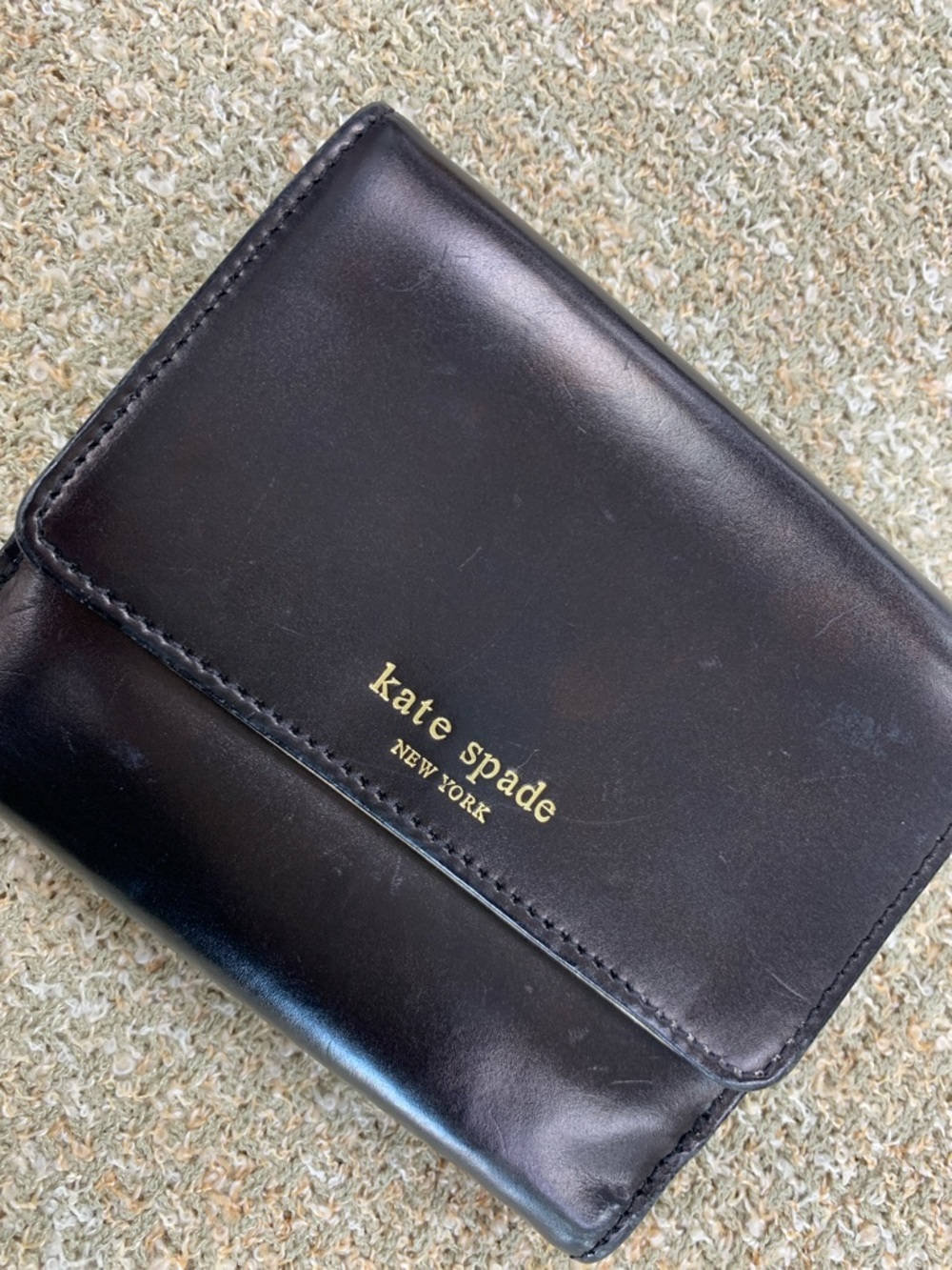 kate spade Black Leather Fold Wallet with Gold Logo - Picture 7 of 7